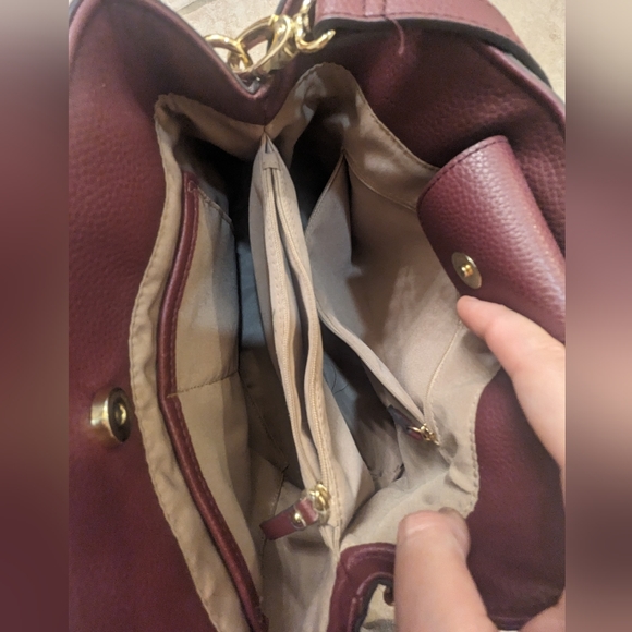 Nanette Lepore Burgundy 2 Zipper Cross Shoulder Purse - Picture 7 of 9